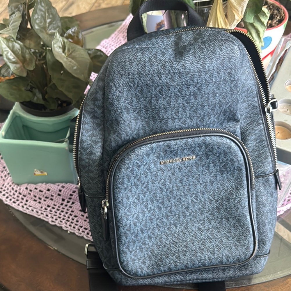Michael Kors Blue Backpack with Signature Monogram